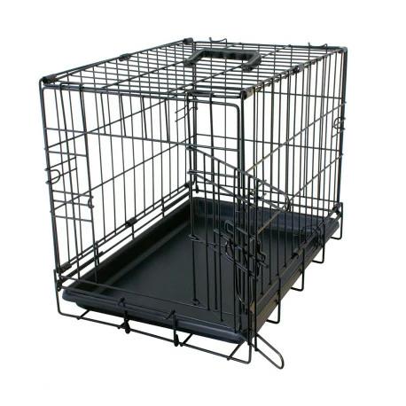 Duvo Cage En Fer Pliable 2 Portes Tirroir Plastic Noir - M - 76x48x54cm