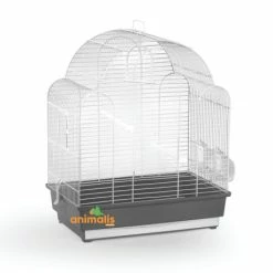 Domus Molinari Cage Oiseaux "Silva" Blanche Avec Fond Gris Anthracite - 45x28x54cm