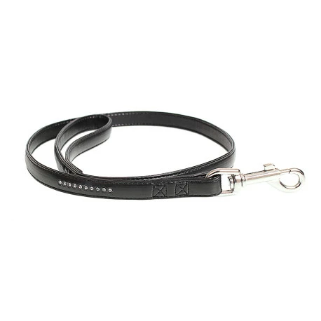 Duvo Laisse Crystal Chic Cuirette Noir - 100cm/12mm